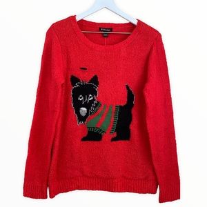 BY Design NWT Scottish Dog Super Soft Sherpa Distressed Sweater‎ Size Medium